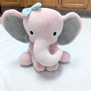 Bedtime Originals Hazel The Pink Elephant Plush Stuffed Animal W/ Blue Bow 2020